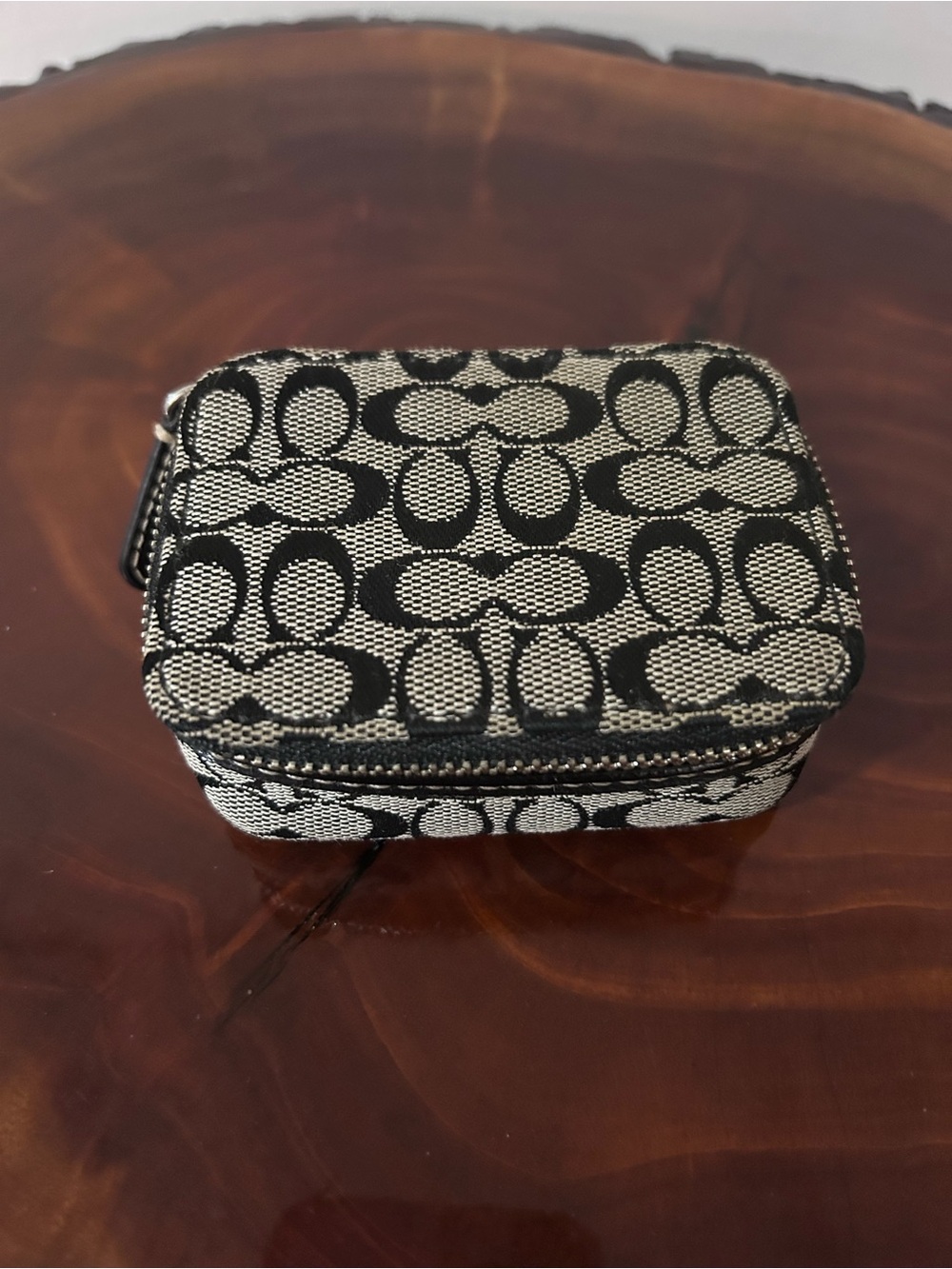 Coach Black & Silver Signature Mini Pill/Jewelry Case